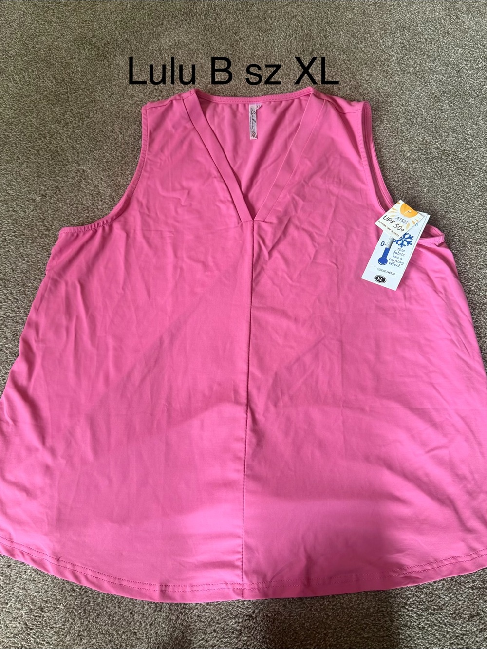 Lulu-B Bright Pink V-Neck Sleeveless Tank Top